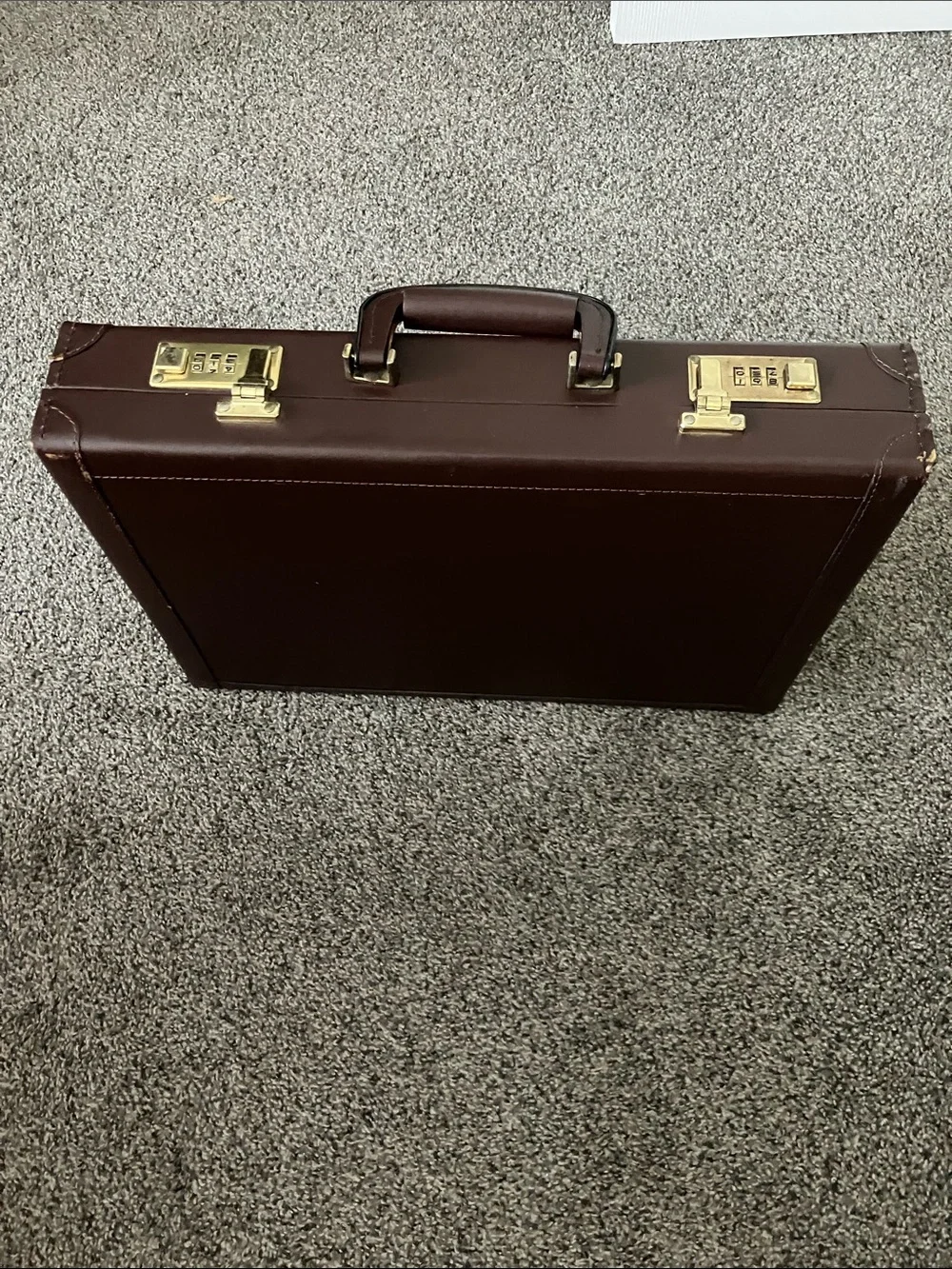 Men's Brown Leather Combination Lock Brief Case- Unbranded
